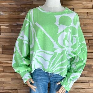 FP Movement| Lime Green | Leaf Print | Long Sleeve Top | XS | Oversized